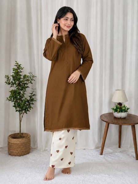 Extraordinary Brown Party Wear Rayon Cotton Kurti Palazzo Set at Manufacturer Rate CO ORD Sets