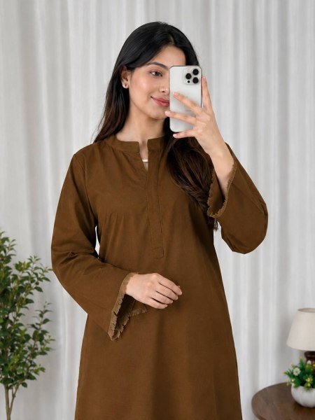 Extraordinary Brown Party Wear Rayon Cotton Kurti Palazzo Set at Manufacturer Rate CO ORD Sets