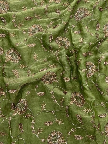 Extraordinary Green Party Wear Satin Saree with Embellishment Work at Manufacturer Price Silk Sarees Wholesale