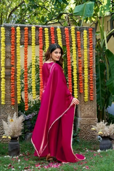 Extraordinary Hot Pink Festival Wear Fendy Satin Embroidered Suit Set with Dupatta Embroidery Kurtis 