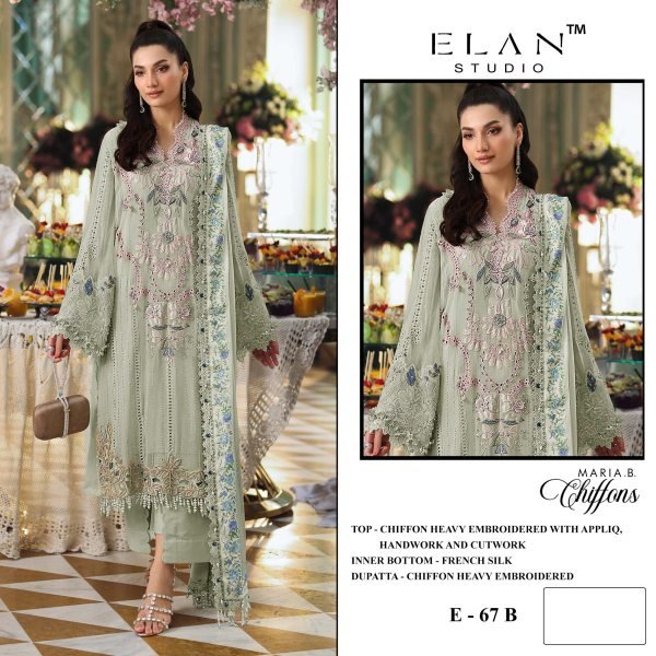 Extraordinary MintGreen Chiffon Embroidered Suit with Handwork and Cutwork Pakistani Suits Wholesale