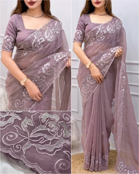 Extraordinary Lavender Melbourne Silk Saree with Self Thread and Zari Work for Wedding Silk Sarees Wholesale