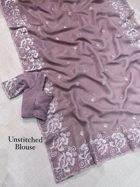 Extraordinary Lavender Melbourne Silk Saree with Self Thread and Zari Work for Wedding Silk Sarees Wholesale
