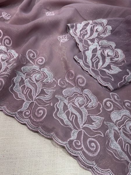 Extraordinary Lavender Melbourne Silk Saree with Self Thread and Zari Work for Wedding Silk Sarees Wholesale