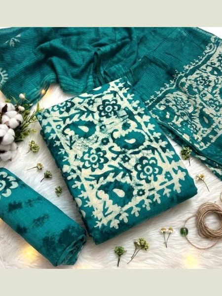 Extraordinary Rama Wax Batik Fabric Daress Material for Daily Wear And Office Wear 