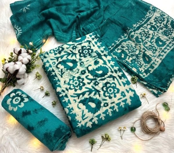 Extraordinary Rama Wax Batik Fabric Daress Material for Daily Wear And Office Wear Color Set Matching Dress Material Wholesale