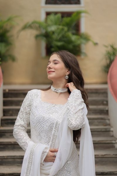Extraordinary White Color Kurti Sharara Set with Embroidered Dupatta for Women Sharara Set