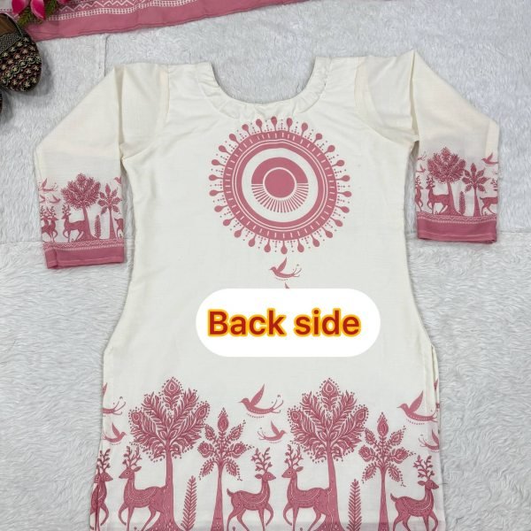 Extraordinary White Designer Cambric Cotton Kurti with Farshi Salwar and Dupatta Ready To Wear Collection