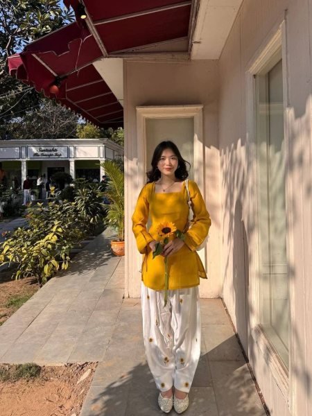 Extraordinary Yellow Elegant Plain Rayon Kurti Set with Thread Work Farshi Bottom Kurtis