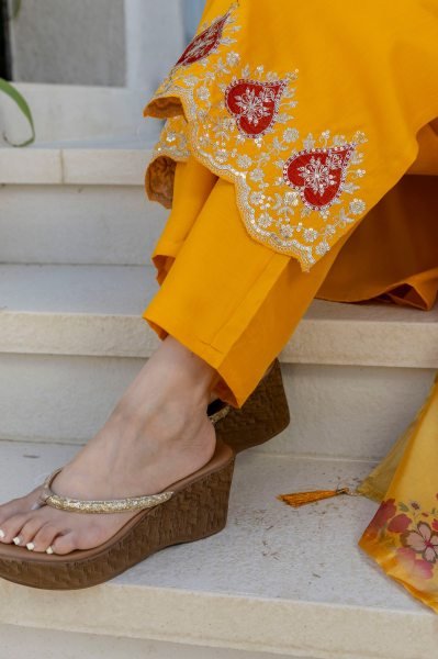Extraordinary Yellow Embroidered Kurti Set for Women Latest Collection Embroidery Kurtis 