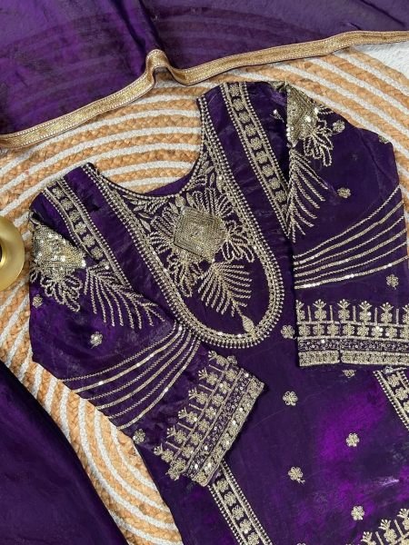 Eye catching Purple Kids Ethnic Wear Set with Top Palazzo Dupatta for Wedding Wear at Bulk Rate Girls Wear