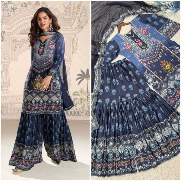 Fabulous Digital Print Chinon Sharara Suit for Wholesale Market Ready To Wear Collection