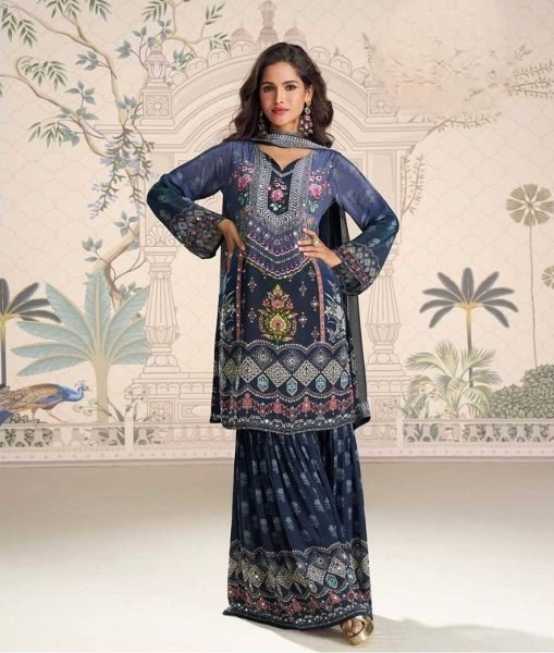 Fabulous Digital Print Chinon Sharara Suit for Wholesale Market Ready To Wear Collection