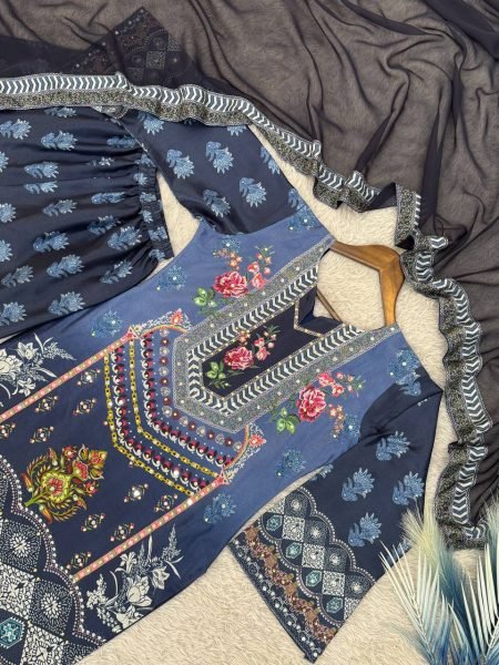 Fabulous Digital Print Chinon Sharara Suit for Wholesale Market Ready To Wear Collection