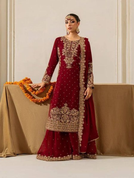 Fabulous Red Velvet Coding   Sequence Work Plazzo Set with Velvet Dupatta for Party Wear at Wholesale Rate  