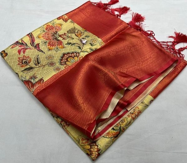 FABULOUS  SOFT SILK FABRIC SAREE WITH FLORAL DIGITAL PRINT  Silk Sarees Wholesale