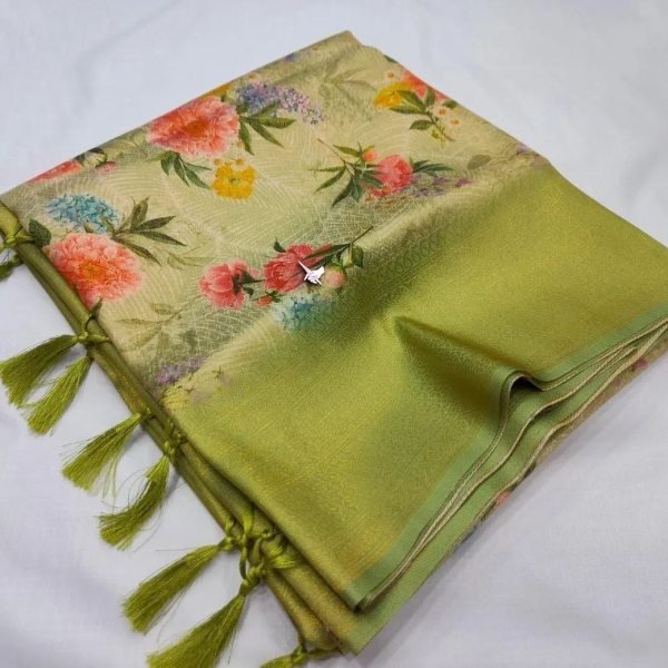 FABULOUS  SOFT SILK FABRIC SAREE WITH FLORAL DIGITAL PRINT  Silk Sarees Wholesale