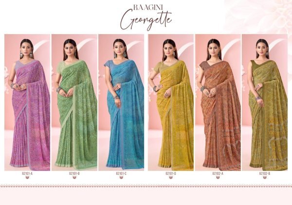 Factory Price Georgette Saree With Unstitch Blouse for Boutique Owners Georgette Sarees Wholesale