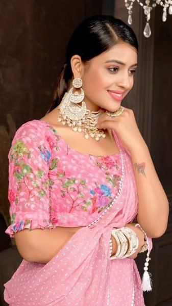 Fancy Chiffon Saree With Khaadii Print  Pure Chiffon Sarees Wholesale