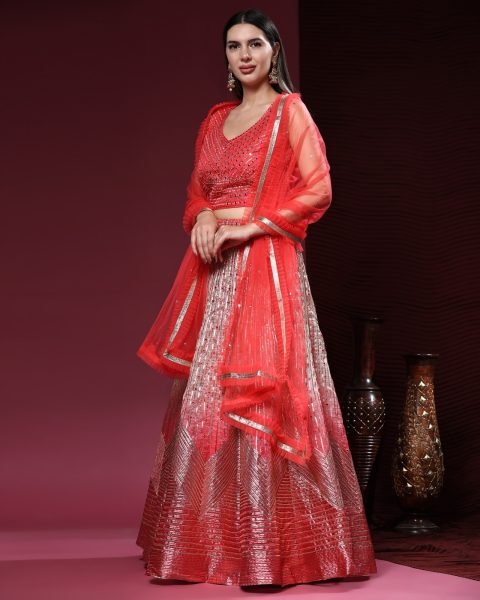 Fancy Crop Top Real Mirror Work Lehenga Choli  Bridal Lehenga Choli