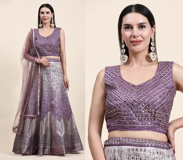 Fancy Crop Top Real Mirror Work Lehenga Choli  Bridal Lehenga Choli