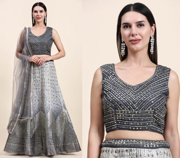 Fancy Crop Top Real Mirror Work Lehenga Choli  Bridal Lehenga Choli