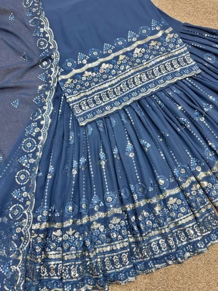 Fancy Embroidery Work And Heavy faux Georgette Top Sharara Suit Collection  Ready To Wear Collection