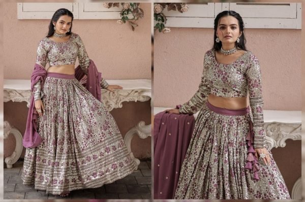 Fancy Faux Georgette Lehenga Choli For Wedding Reception Wear  Designer Lehenga Choli