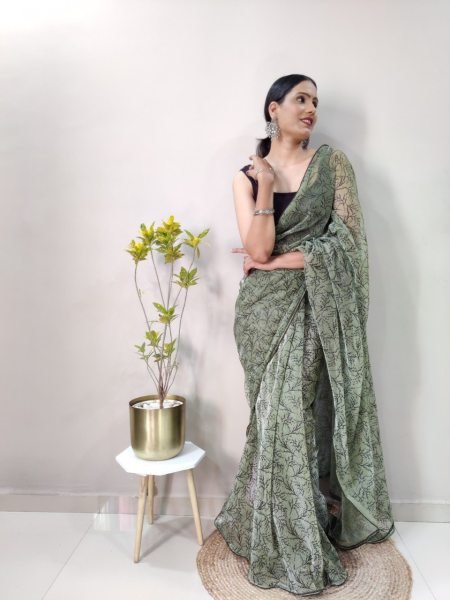 Fancy Imported Netting Saree With All Over 3d Print With Piping  Net Sarees Wholesale