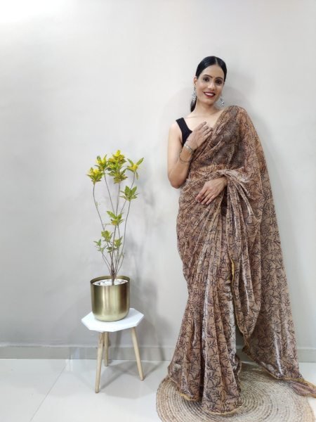 Fancy Imported Netting Saree With All Over 3d Print With Piping  Net Sarees Wholesale