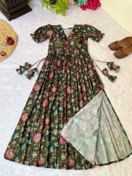 Fancy Muslin Printed Nayra Cut Kurti  Printed Kurtis