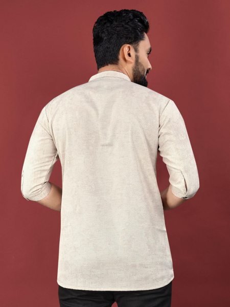Office Wear Kurta Print Perfect Digital Jute Cotton with Smart Collar  & Daily Comfort Mens Short Kurta
