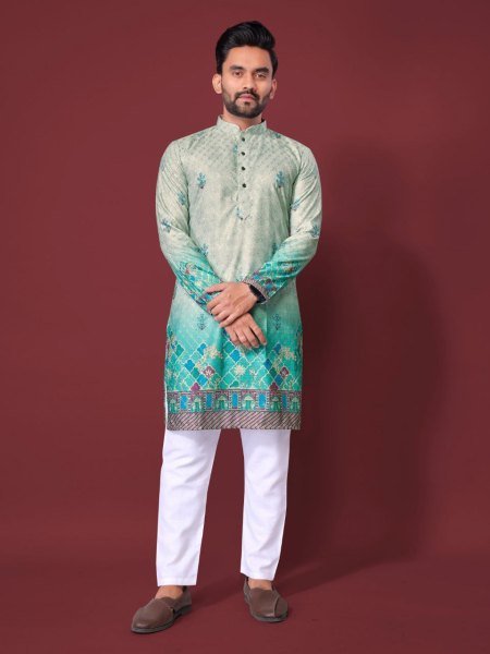 Fancy Rayon Mens Kurta Full Sleeve with Crochet Touch Kurta Pajama Wholesale