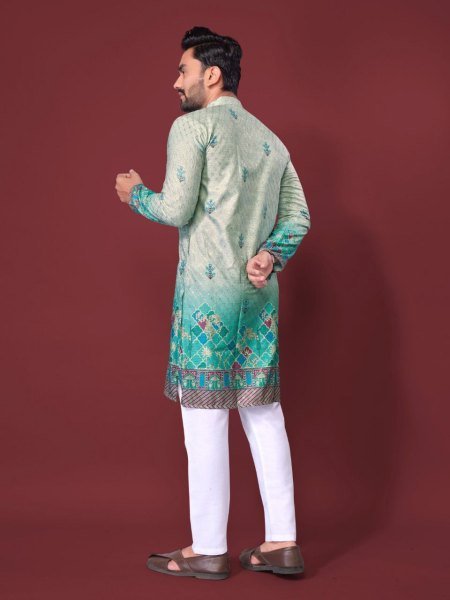 Fancy Rayon Mens Kurta Full Sleeve with Crochet Touch Kurta Pajama Wholesale