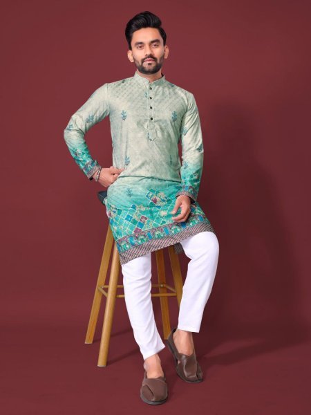 Fancy Rayon Mens Kurta Full Sleeve with Crochet Touch Kurta Pajama Wholesale