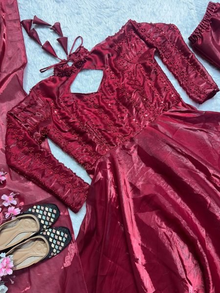 Fancy Style Designer Anarkali Kurti Set Faux Georgette with Heavy Sequence Embroidery Party Wear Anarkali Kurtis 