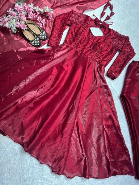 Fancy Style Designer Anarkali Kurti Set Faux Georgette with Heavy Sequence Embroidery Party Wear Anarkali Kurtis 