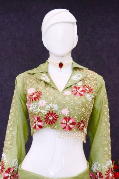 fandy satin dhoti set with blouse perfect for weddings and parties Ready To Wear Collection
