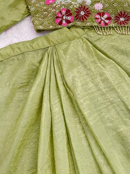 fandy satin dhoti set with blouse perfect for weddings and parties Ready To Wear Collection