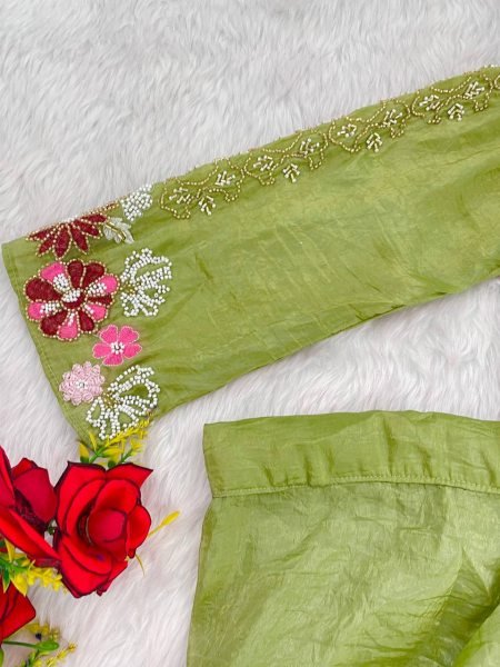 fandy satin dhoti set with blouse perfect for weddings and parties Ready To Wear Collection