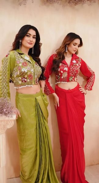 fandy satin dhoti set with blouse perfect for weddings and parties Ready To Wear Collection