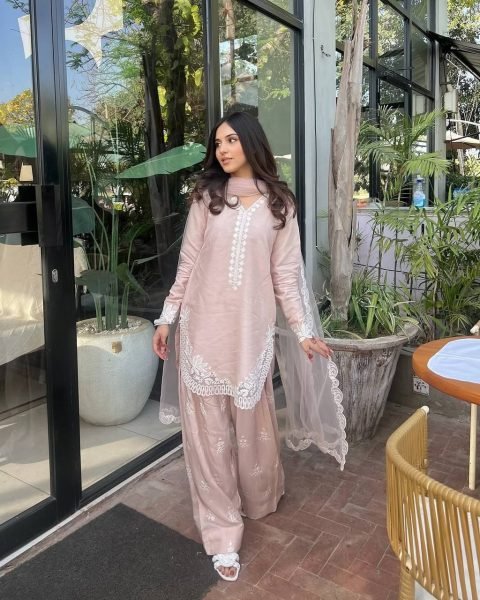 Farsi Suit in Roman Silk Designer Embroidery   Ready to Wear Punjabi Look Ready To Wear Collection