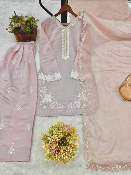 Farsi Suit in Roman Silk Designer Embroidery   Ready to Wear Punjabi Look Ready To Wear Collection