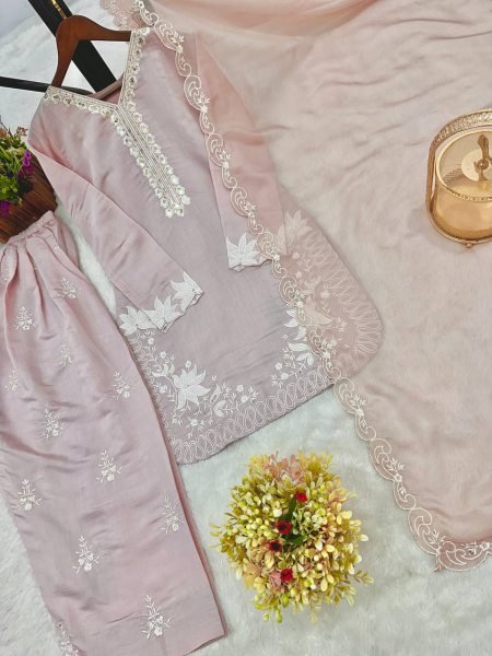 Farsi Suit in Roman Silk Designer Embroidery   Ready to Wear Punjabi Look Ready To Wear Collection