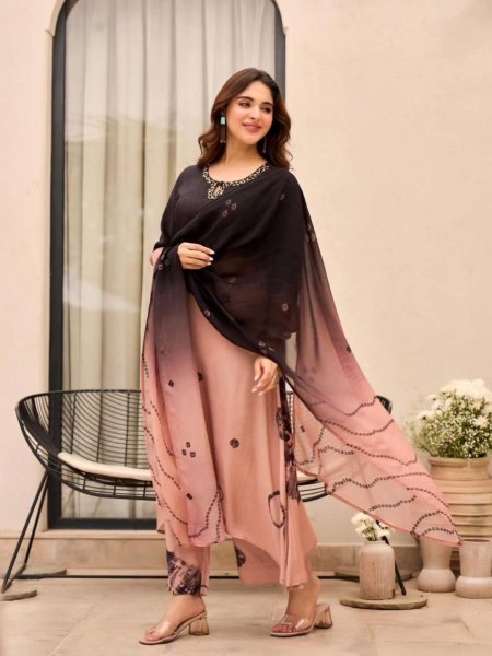 Fascinating Black 3 Piece Fully Stitch Digital Print Suit Set with Dupatta for Casual Functions  Ready To Wear Suit