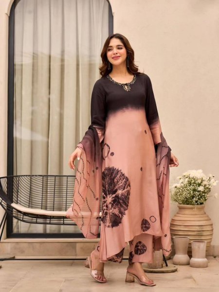 Fascinating Black 3 Piece Fully Stitch Digital Print Suit Set with Dupatta for Casual Functions  Ready To Wear Collection