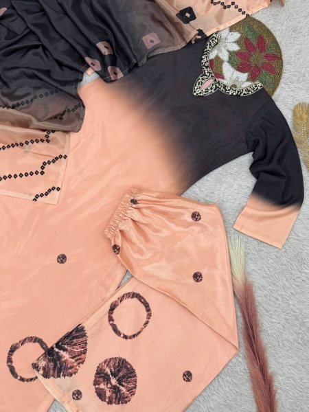 Fascinating Black 3 Piece Fully Stitch Digital Print Suit Set with Dupatta for Casual Functions  Ready To Wear Collection