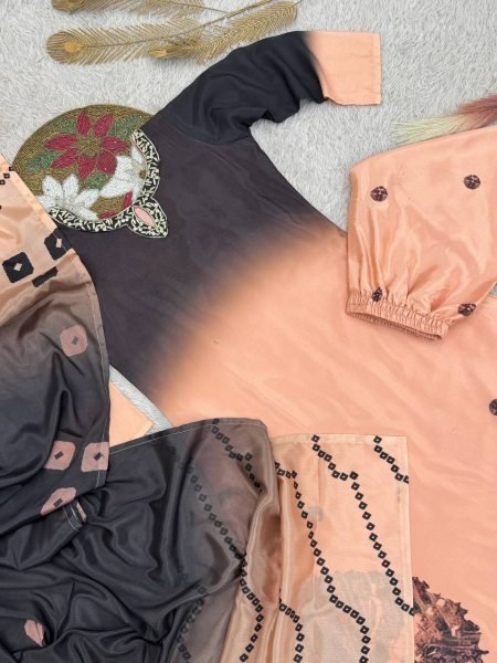 Fascinating Black 3 Piece Fully Stitch Digital Print Suit Set with Dupatta for Casual Functions  Ready To Wear Collection