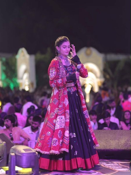 Fascinating Black Garba Wear Lehenga Choli Set with Mirror Work and Designer Shrug Navratri Lehnega Choli
