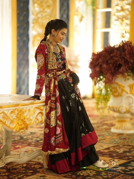 Fascinating Black Garba Wear Lehenga Choli Set with Mirror Work and Designer Shrug Navratri Lehnega Choli